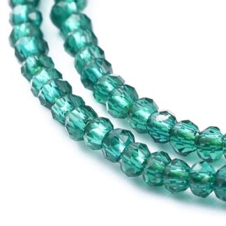 Faceted Crystal Rondelles – Dark Green – 2×1.5mm – Strand Of 240 Beads