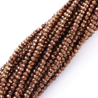 Faceted Crystal Rondelles – Copper – 2×1.5mm – Strand Of 240 Beads