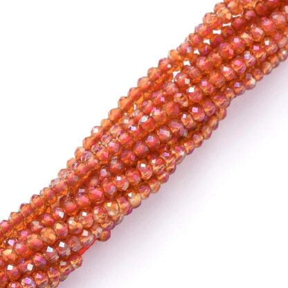 Faceted Crystal Rondelles – Orange AB – 2×1.5mm – Strand Of 240 Beads