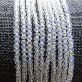 Faceted Crystal Rondelles – Clear AB – 2×1.5mm – Strand Of 165 Beads