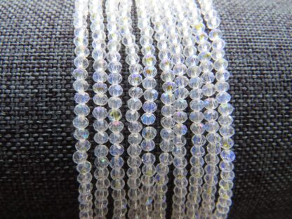 Faceted Crystal Rondelles – Clear AB – 2×1.5mm – Strand Of 165 Beads