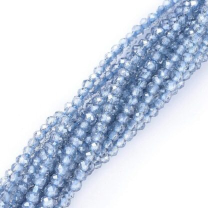 Faceted Crystal Rondelles – Blue – 2×1.5mm – Strand of 240 Beads
