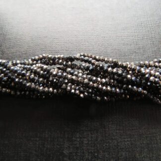 Faceted Crystal Rondelles – Charcoal – 2×1.5mm – Strand Of 195 Beads