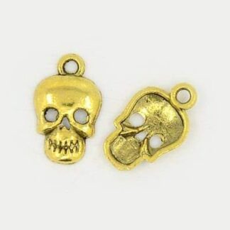 Skull Charm – Antique Gold – 16x10mm
