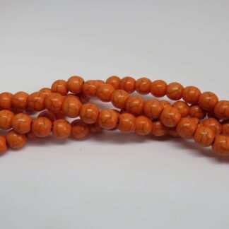 Howlite Beads – Orange – 6mm – Strand Of 60