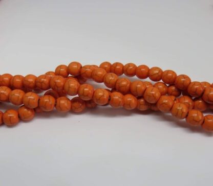 Howlite Beads – Orange – 6mm – Strand Of 60