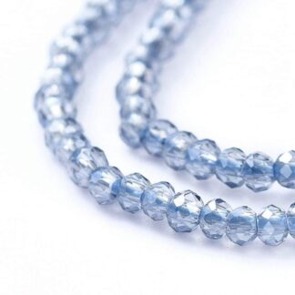 Faceted Crystal Rondelles – Blue – 2×1.5mm – Strand of 240 Beads