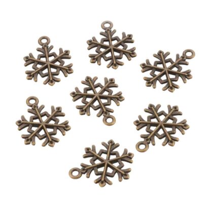 Christmas Charm – Snowflake – Antique Bronze – 21x16mm