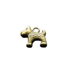 Dog Charm – Antique Bronze – 14x12x4mm