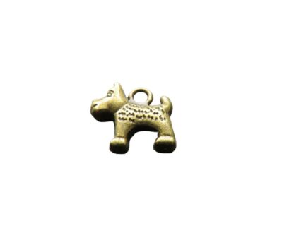 Dog Charm – Antique Bronze – 14x12x4mm