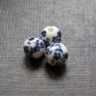 Porcelain Bead – Navy Flower – 8mm