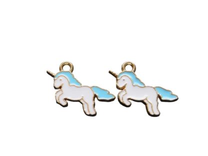 Unicorn Charm – Blue/White – 13x22mm