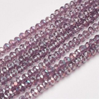Faceted Crystal Rondelles – Clear AB – 3x2mm – Strand Of 100 Beads