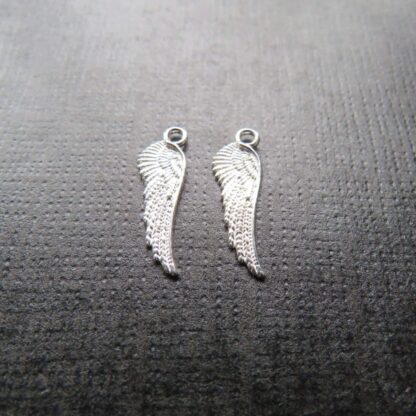 Angel Wing Pendant/Charm – 925 Sterling Silver – 21x6mm