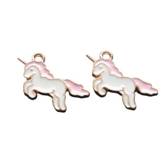 Unicorn Charm – Pink/White – 13x22mm