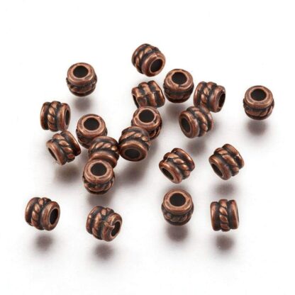 Spacer Beads – Tibetan Style Column – Copper – 5x4mm – Pack Of 10