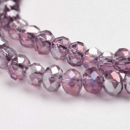 Faceted Crystal Rondelles – Electroplated Medium Purple – 3x2mm – Strand Of 100