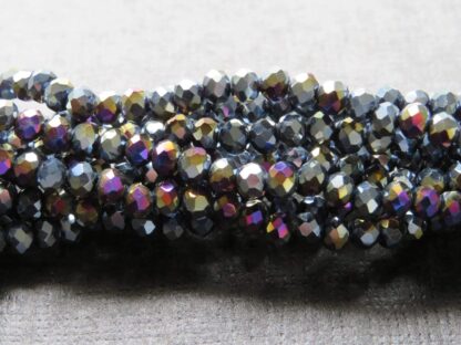 Faceted Crystal Rondelles – Electroplated Multicoloured – 4x3mm – Strand Of 100 Beads
