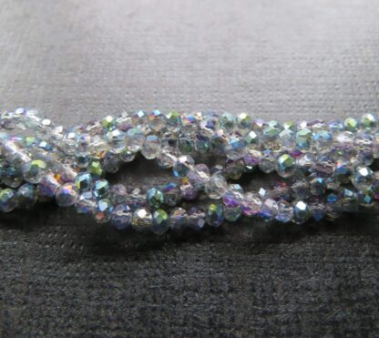 Faceted Crystal Rondelles – Green/Purple – 3x2mm – Strand Of 100 Beads