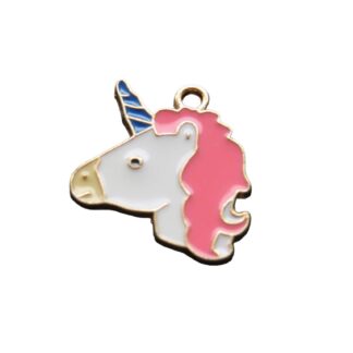 Unicorn Charm – Pink/White – 24x19mm