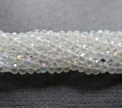 Faceted Crystal Rondelles – Clear AB – 3x2mm – Strand Of 100 Beads