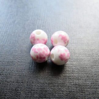 Porcelain Bead – Pink Flower – 10mm