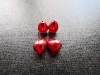 Glass Pearl Drop Beads – Deep Red – 11x8mm – Pack Of 2
