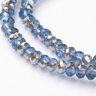Faceted Crystal Rondelles – Dark Turquoise Half Electroplated – 3x2mm – Strand Of 100 Beads