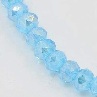 Faceted Crystal Rondelles – Light Turquoise AB – 3x2mm – Strand Of 100 Beads