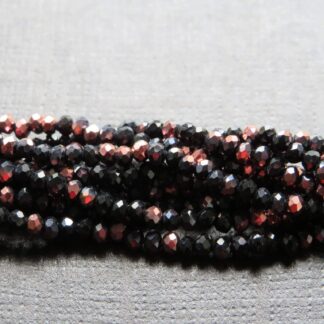 Faceted Crystal Rondelles – Black/Copper – 3x2mm – Strand Of 100 Beads