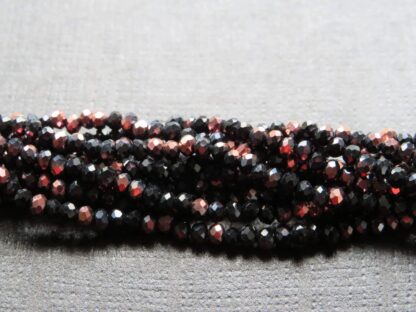 Faceted Crystal Rondelles – Black/Copper – 3x2mm – Strand Of 100 Beads