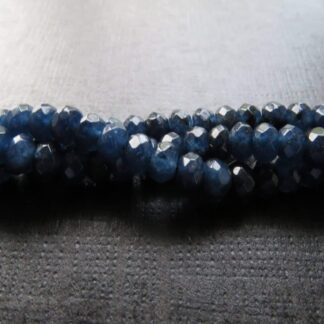 Faceted Jade Rondelles – Dark Blue – 6x4mm – Strand Of 40 Beads