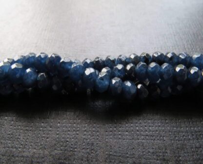 Faceted Jade Rondelles – Dark Blue – 6x4mm – Strand Of 40 Beads