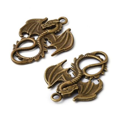 Dragon Pendant – Antique Bronze – 35x28mm
