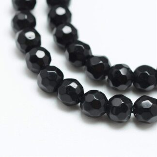 Faceted Jade Round Beads – Black – 4mm – Strand Of 60