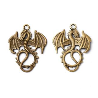 Dragon Pendant – Antique Bronze – 35x28mm