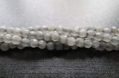 Faceted Jade Round Beads – Grey – 4mm – Strand Of 60