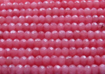 Faceted Jade Rondelles – Pink – 6x4mm – Strand Of 40 Beads