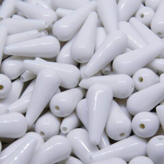 Acrylic Drop Beads – White – 20x7mm – Pack Of 2