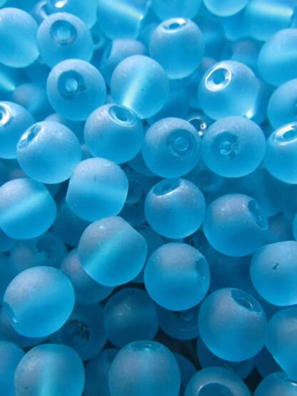 Glass Beads – Frosted – Teal – 4mm – Pack Of 100 – SLIGHTLY DAMAGED