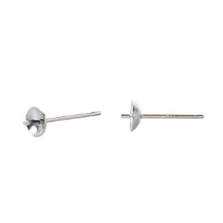 Sterling Silver Cup and Pin Stud Earring Findings – 5mm – 1 Pair