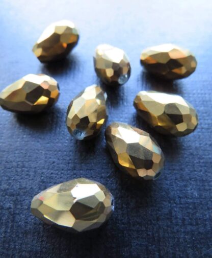Drop Beads – Metallic Gold – 15x10mm – Pack Of 2 – SLIGHTLY DAMAGED