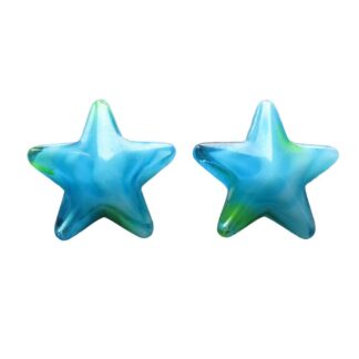 Glass Bead – Star – Blue Multi – 15x15mm