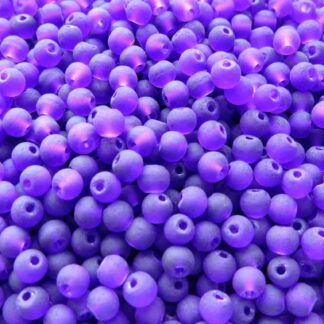 Glass Beads – Frosted – Purple – 4mm – Pack Of 100 Beads – SLIGHTLY DAMAGED