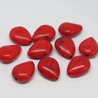 Howlite Drop Bead – Red – 16x12mm