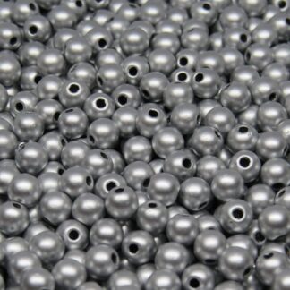 Acrylic Beads – Matt Silver – 6mm – Pack Of 50