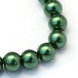 Glass Pearls – Dark Green – 8mm – Strand Of 50 Beads