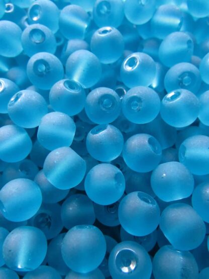 Glass Beads – Frosted – Teal – 8mm – Pack Of 30 – SLIGHTLY DAMAGED