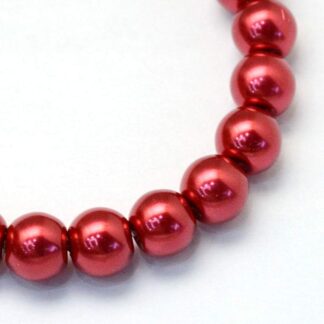 Glass Pearls – Red – 8mm – Strand Of 50 Beads