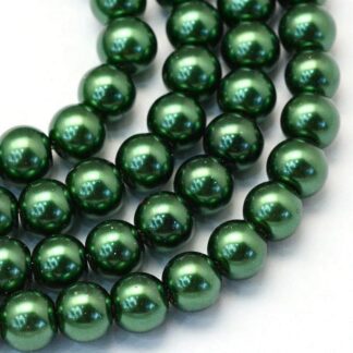 Glass Pearls – Dark Green – 6mm – Strand Of 75 Beads